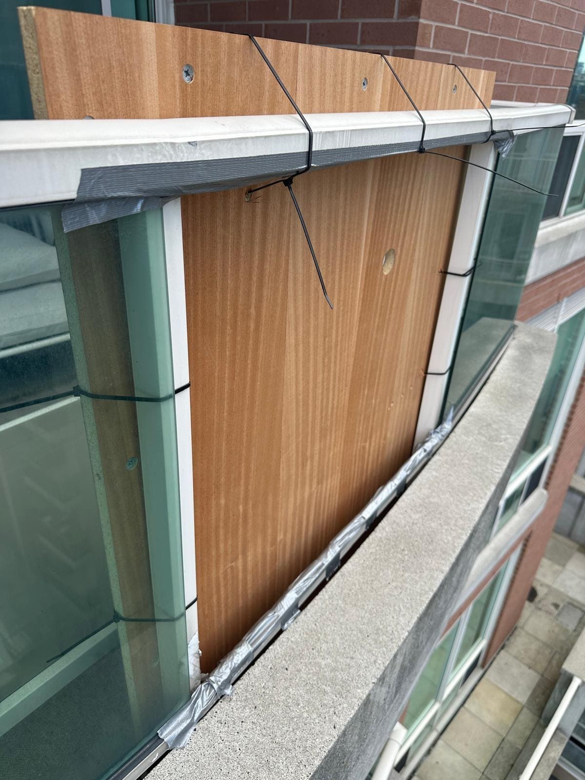 Condo balcony glass panel