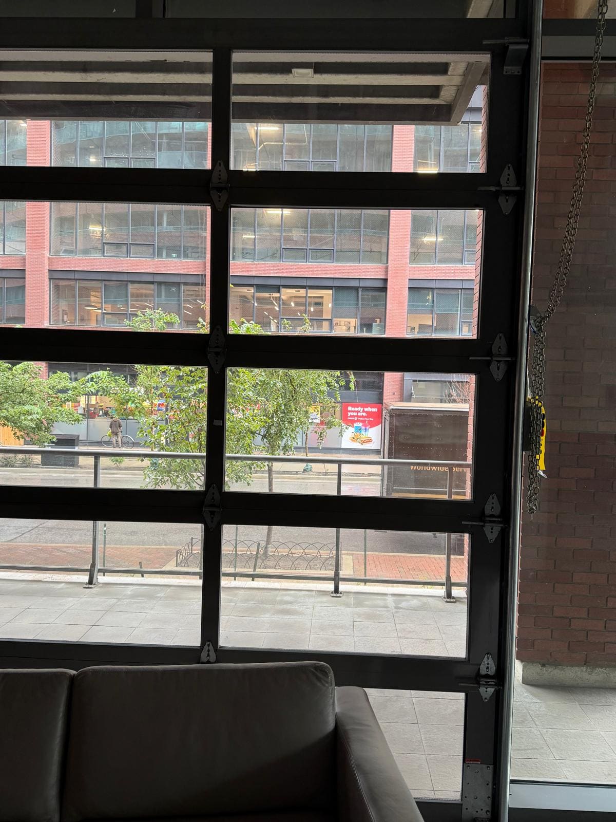 Glass panels in a sectional overhead door