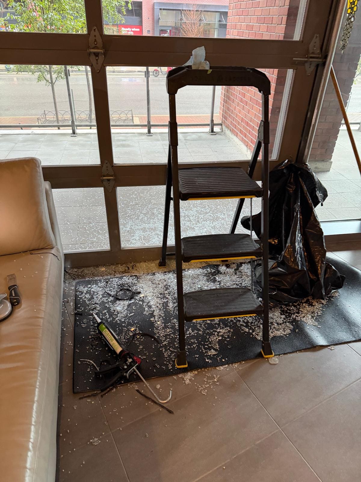Glass panels in a sectional overhead door