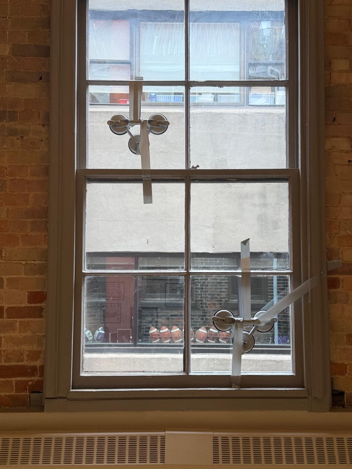 New glass in a wooden sash window