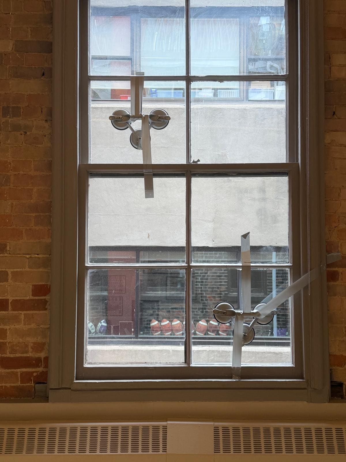 New glass in a wooden sash window