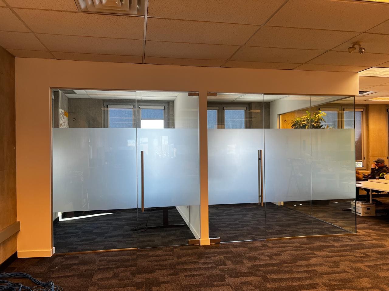 Frosted glass private offices