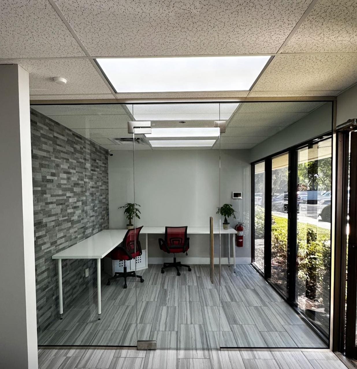 Frameless glass office wall and door