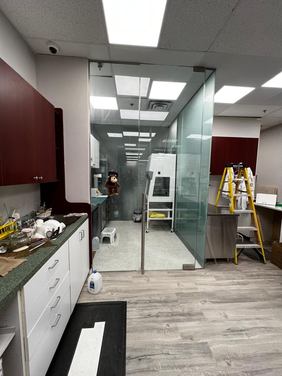Glass enclosure inside a pharmacy