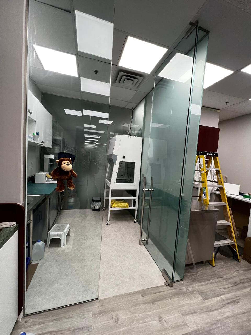 Glass enclosure inside a pharmacy