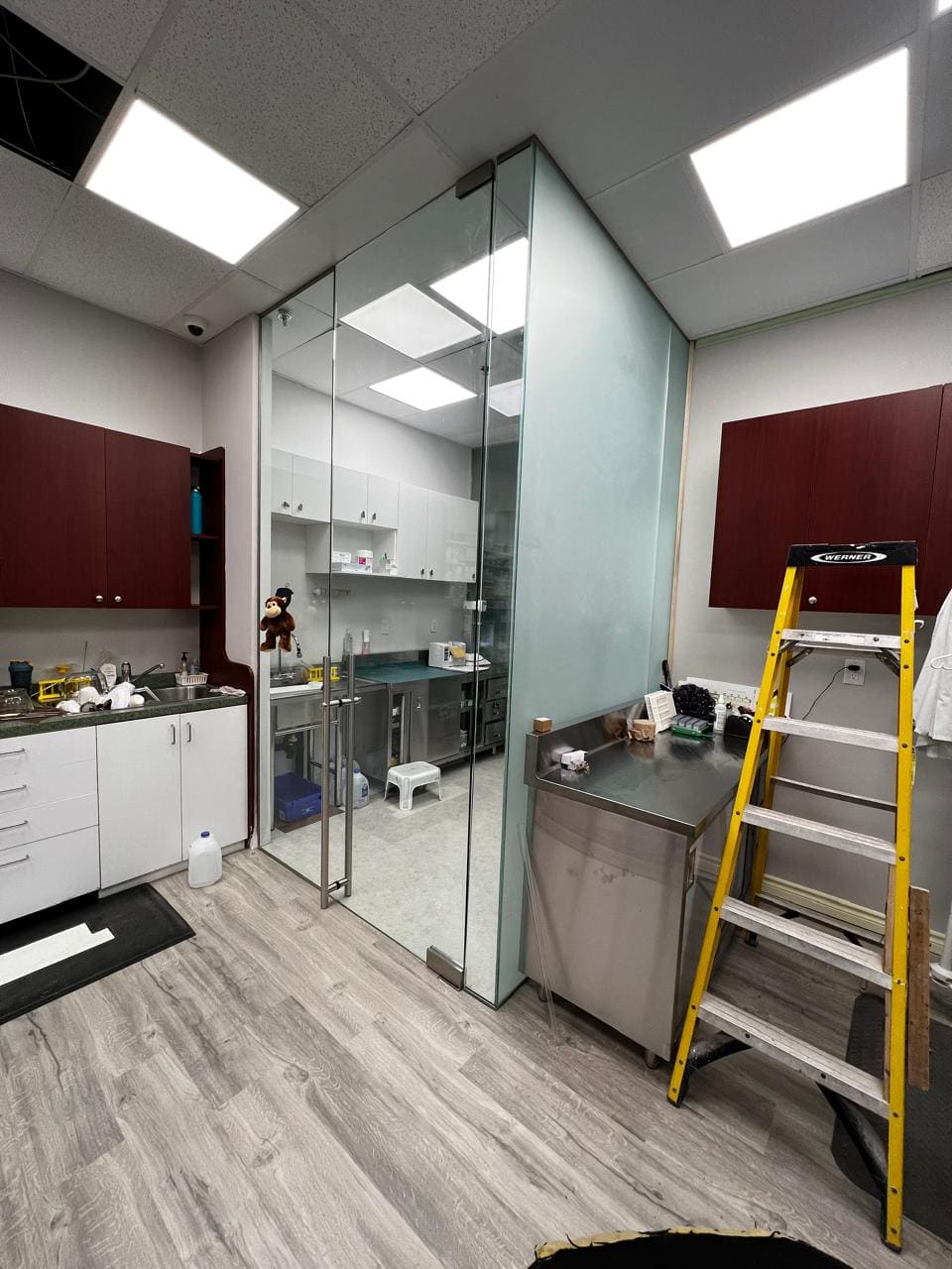 Glass enclosure inside a pharmacy