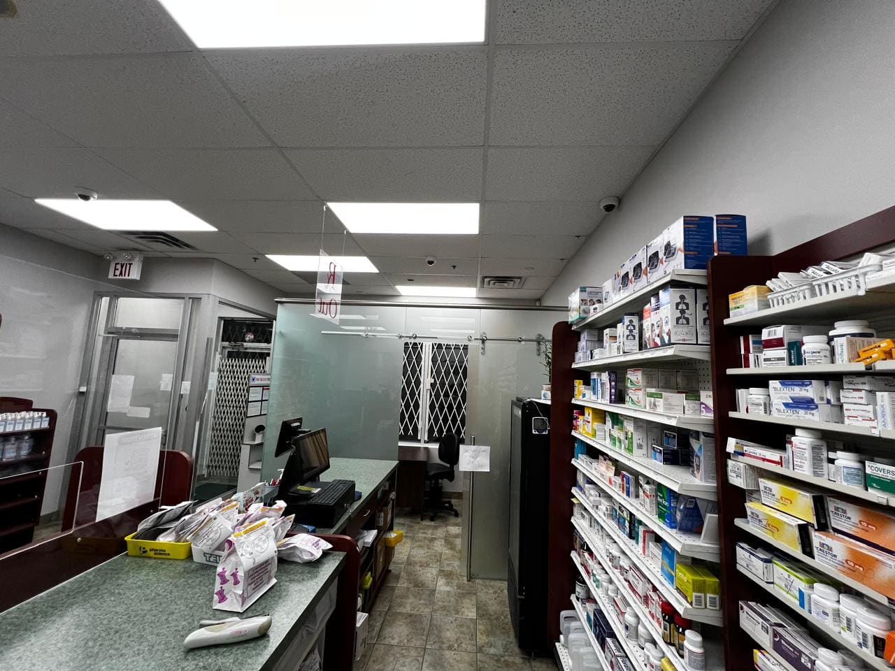 Glass enclosure inside a pharmacy